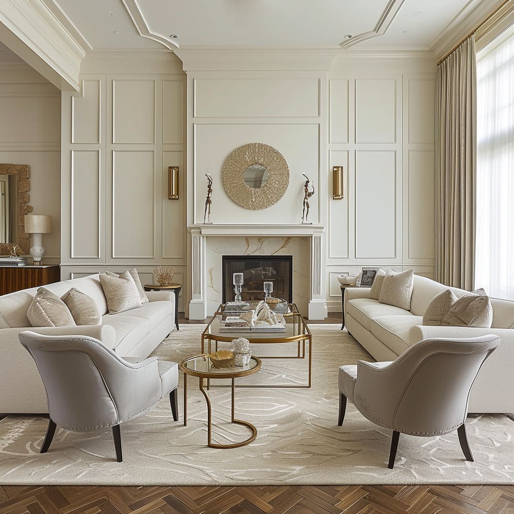 Luxe living rooms are known for their opulent textures and sophisticated interiors