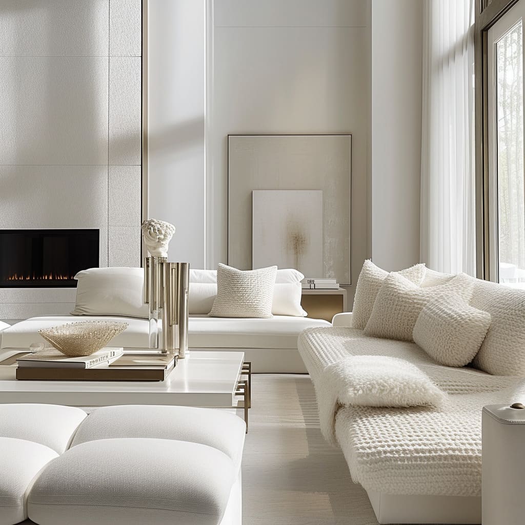 Minimal clutter and clean lines contribute to the room's chic simplicity and stylish comfort