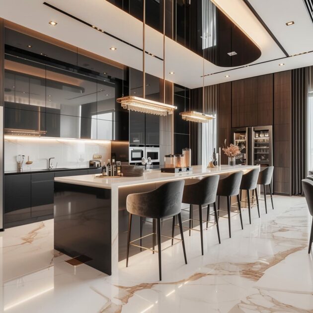 Sleek Elegance: Contemporary Luxury Kitchen Interior Design