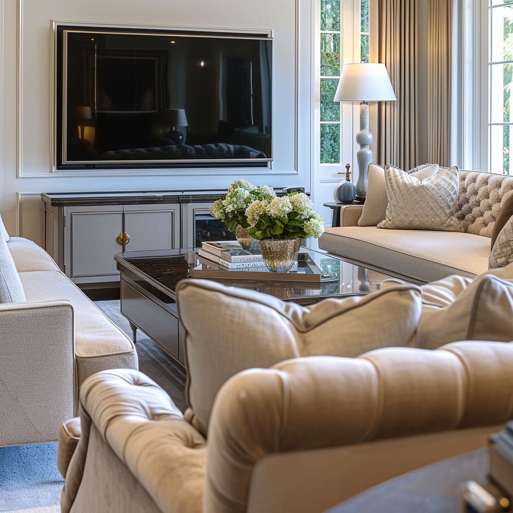 Neutral tones are a hallmark of sophisticated decor in traditional morning rooms
