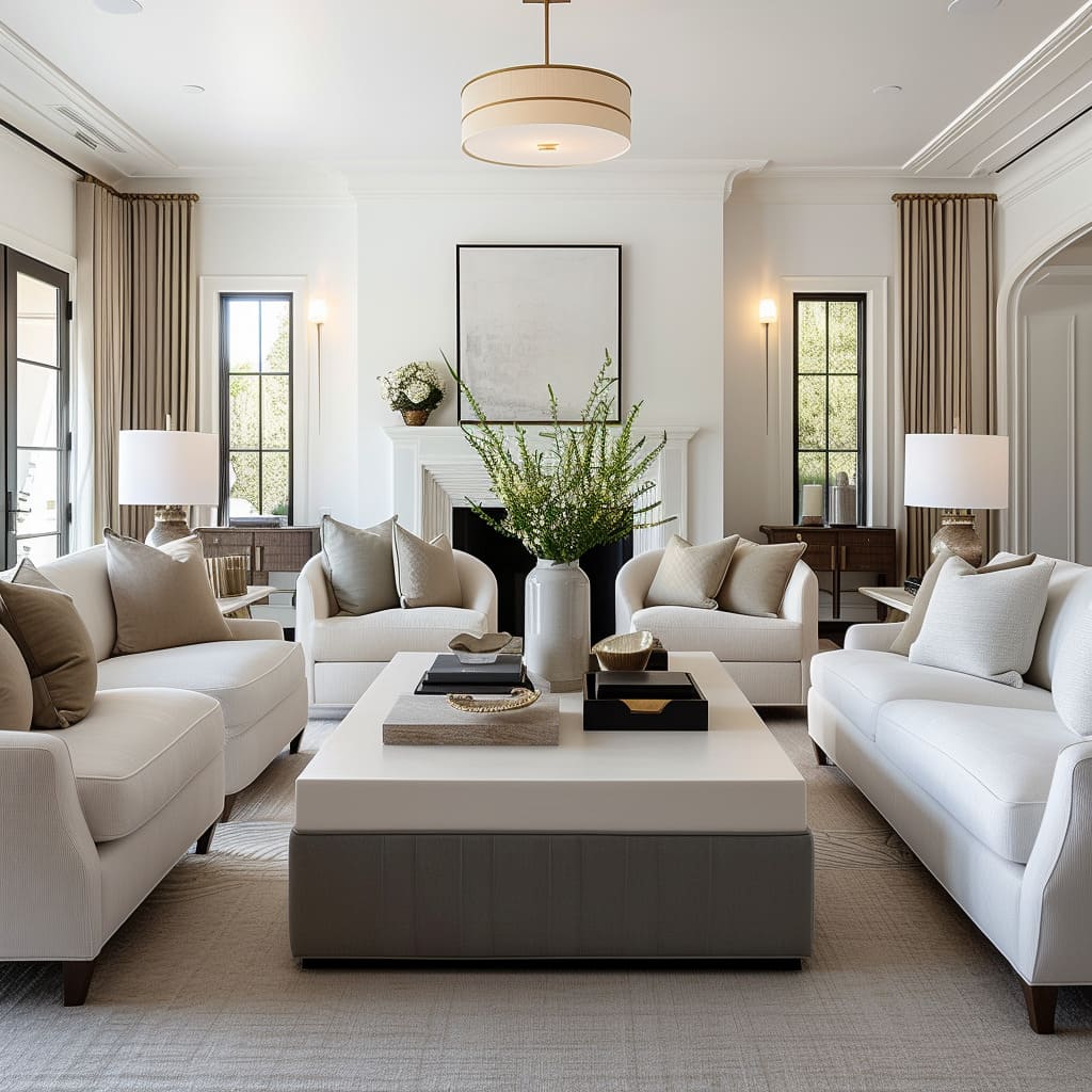 Symmetry and alignment in the decor create a calm environment