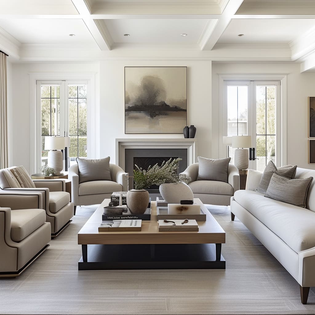 The decorating style of hybrid design embraces a neutral color palette like beige and gray