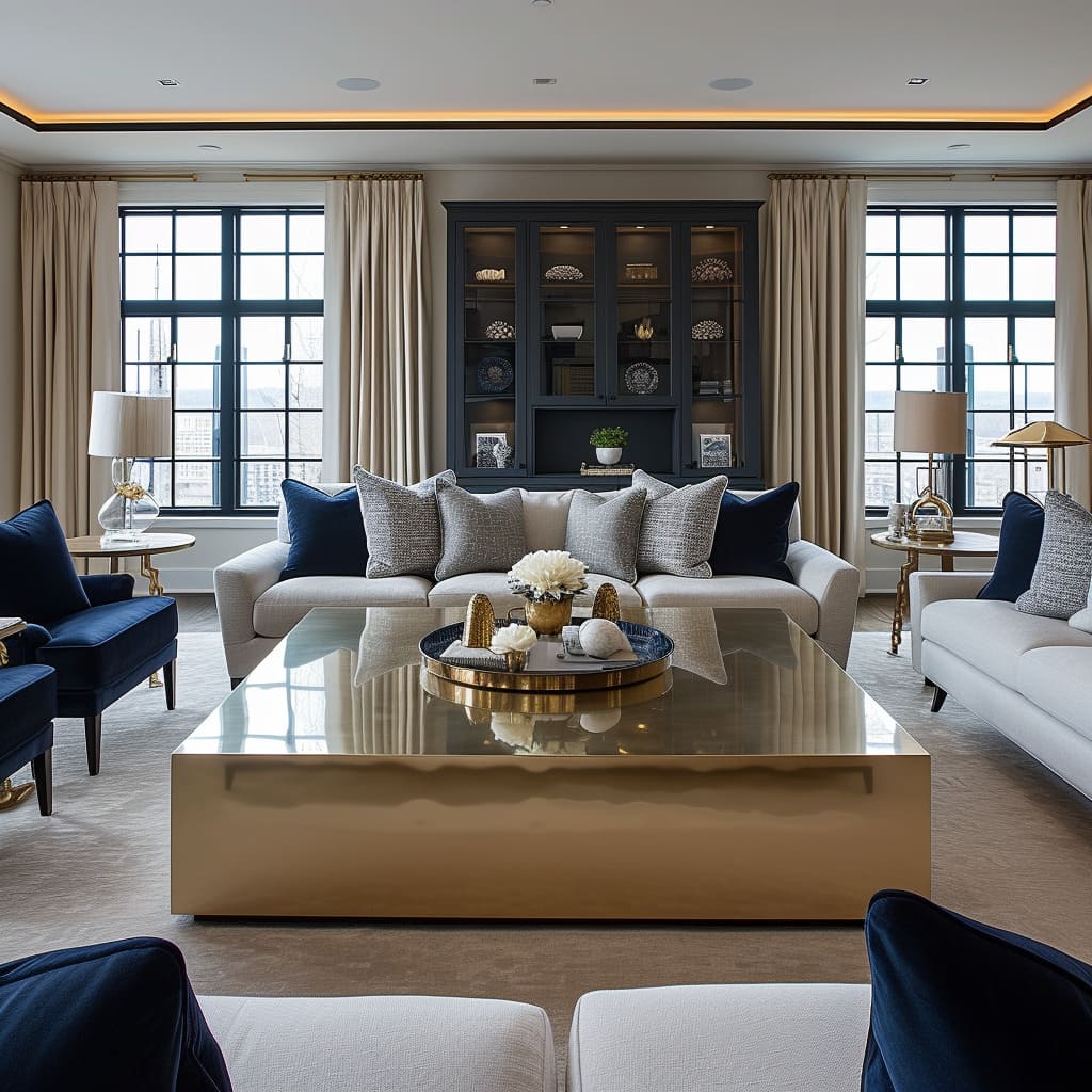 The high-end family room is a model of contemporary opulence