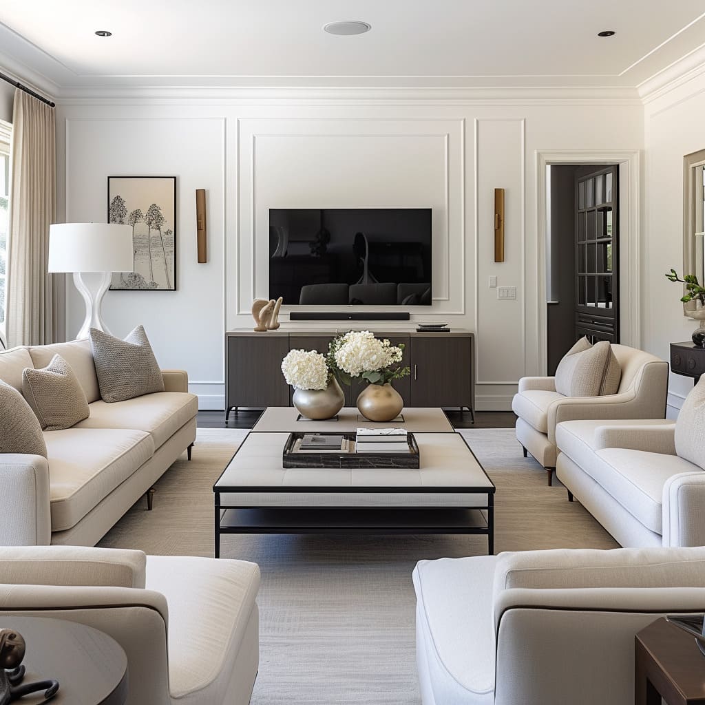 The interior sophistication is evident in the room's design elements