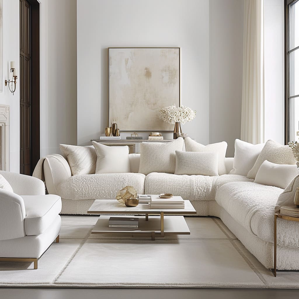 The lovely creamy textures and white serenity of this Zen-like interior bring a sense of calm design to the room