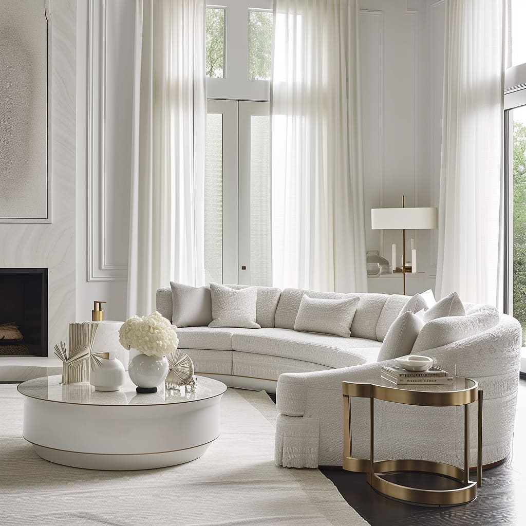 The luxury lifestyle is achieved through harmonious interiors and a neutral color scheme in the room