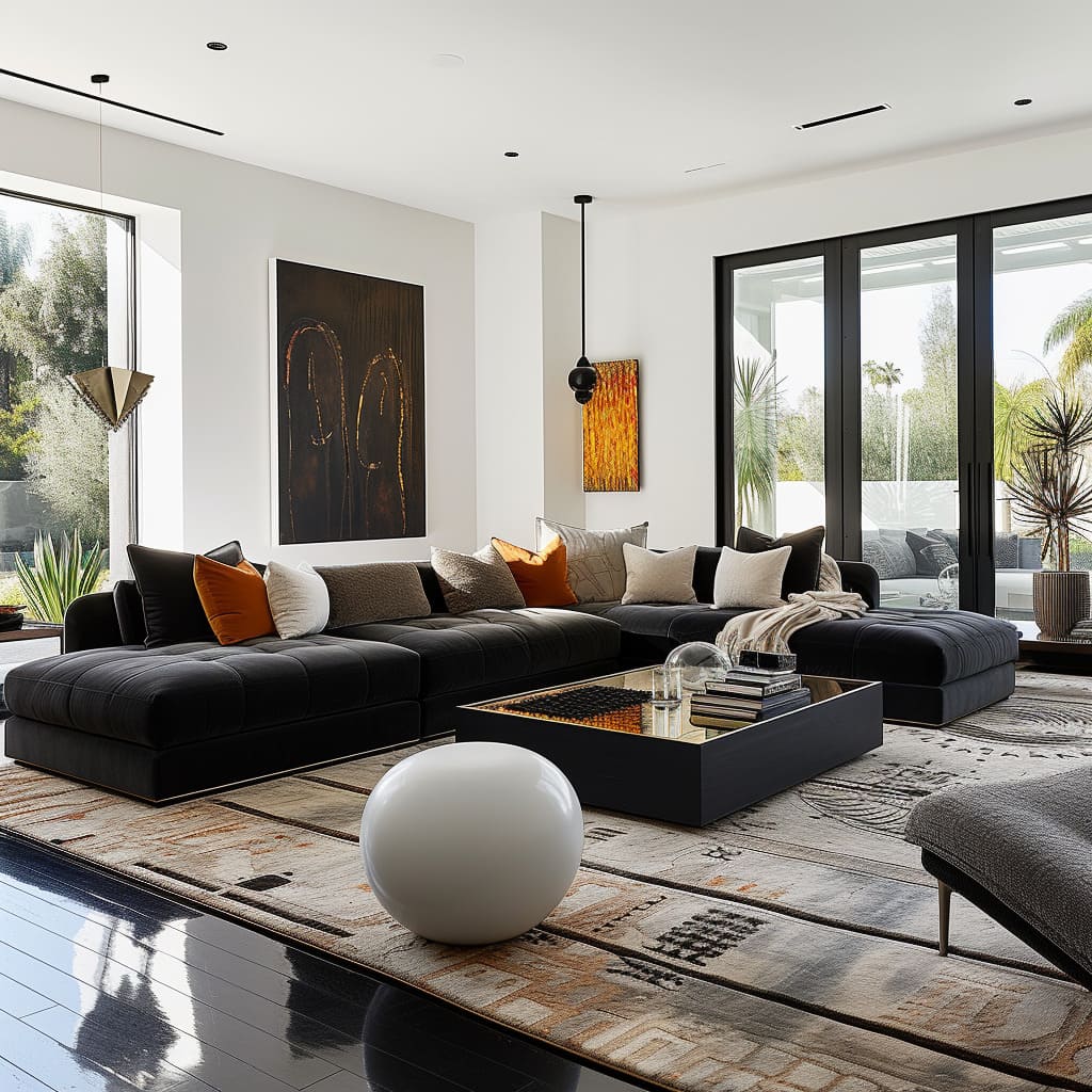 The space reflects luxury interior design with its opulent living areas