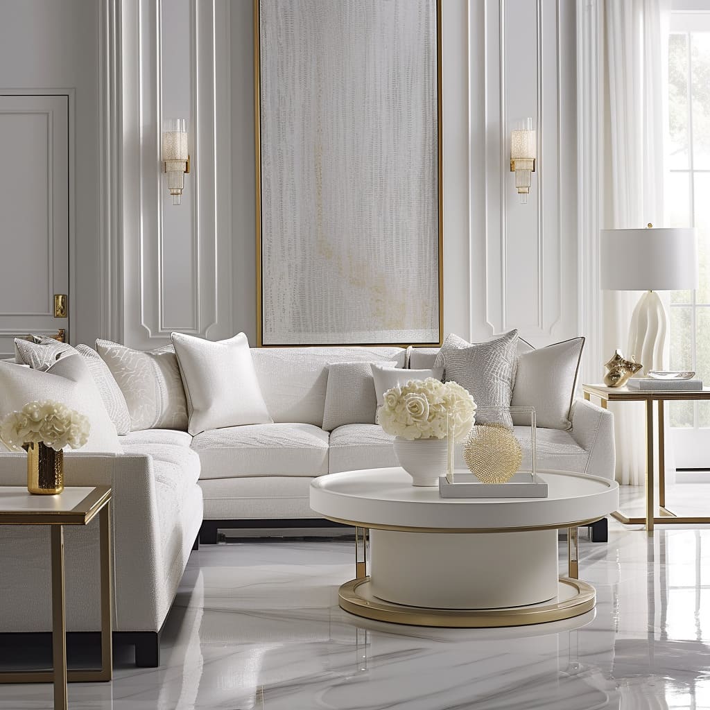 The stunning creamy textures adds to the timeless beauty of the sitting space