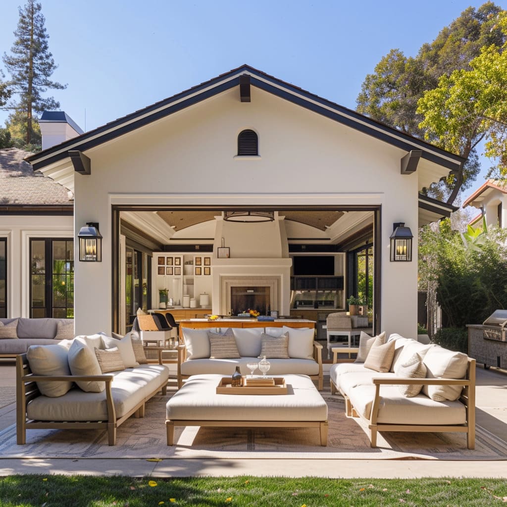 The terrace embraces transitional style, blending indoor-outdoor connection and Californian lifestyle seamlessly