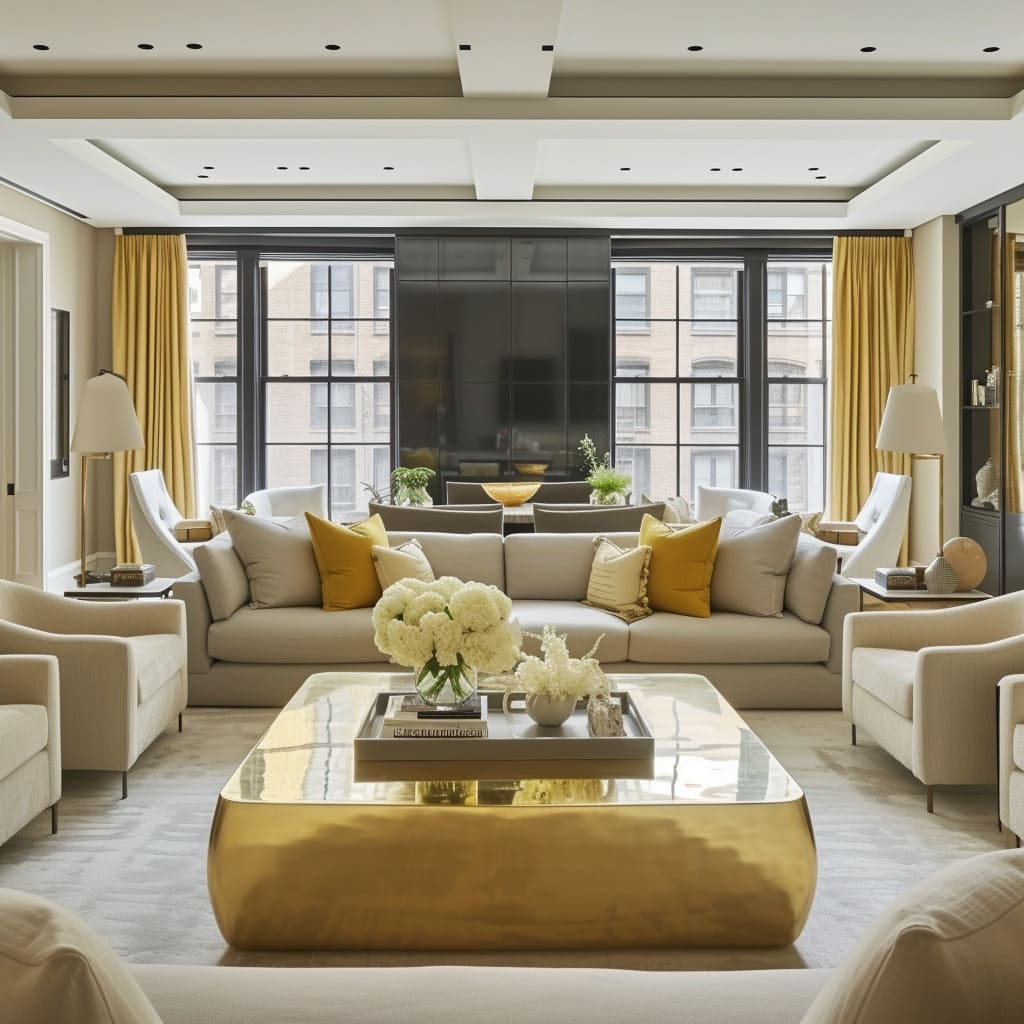 Up-to-date luxury interiors are brought to life with carefully curated furnishings