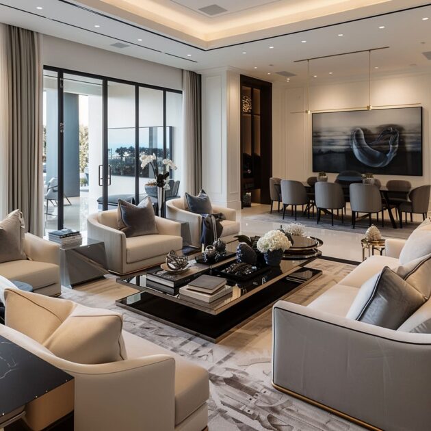 View of A Dive into Luxury Transitional Living Room Interior Design