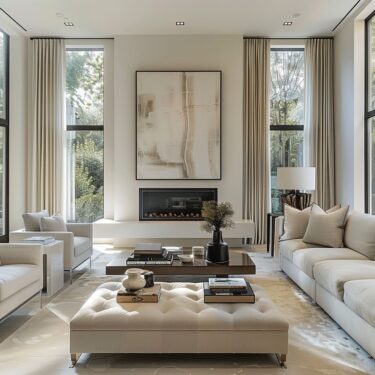 Minimalist Approach in Transitional Living Room Interiors