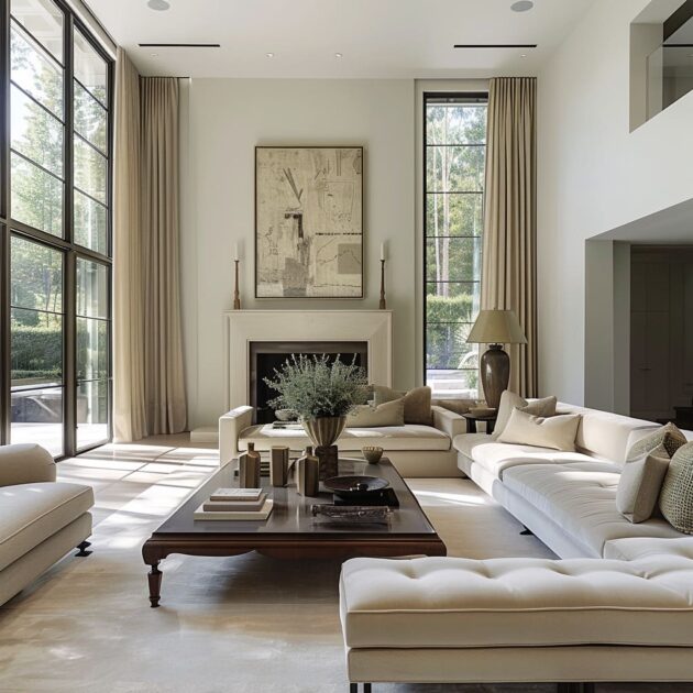 Minimalist Approach in Transitional Living Room Interiors