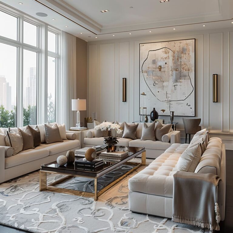 Minimalist Approach in Transitional Living Room Interiors