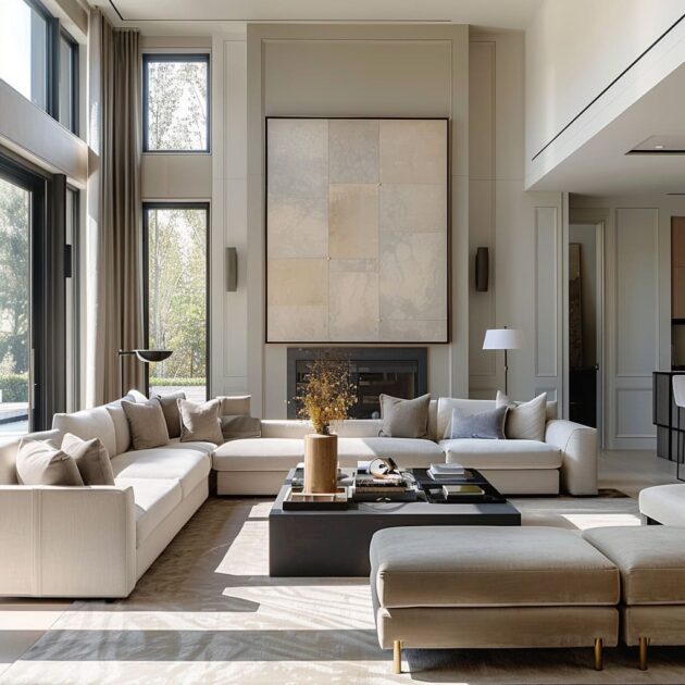 Minimalist Approach in Transitional Living Room Interiors