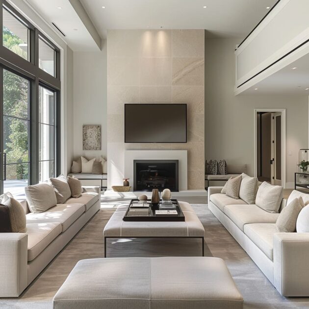 Minimalist Approach in Transitional Living Room Interiors