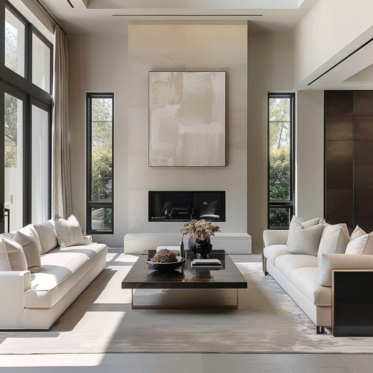 Minimalist Approach in Transitional Living Room Interiors