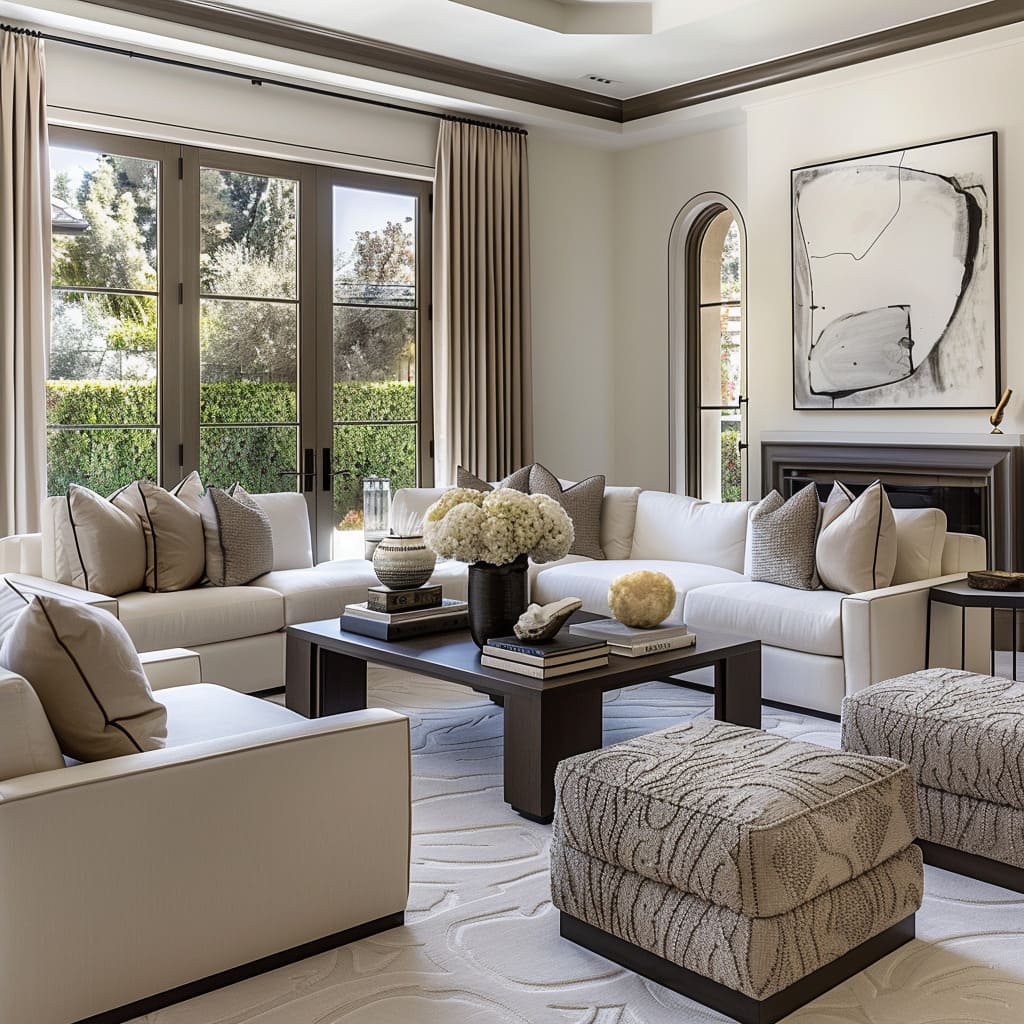 Subdued luxury defines the atmosphere, offering comfort in elegant proportions.