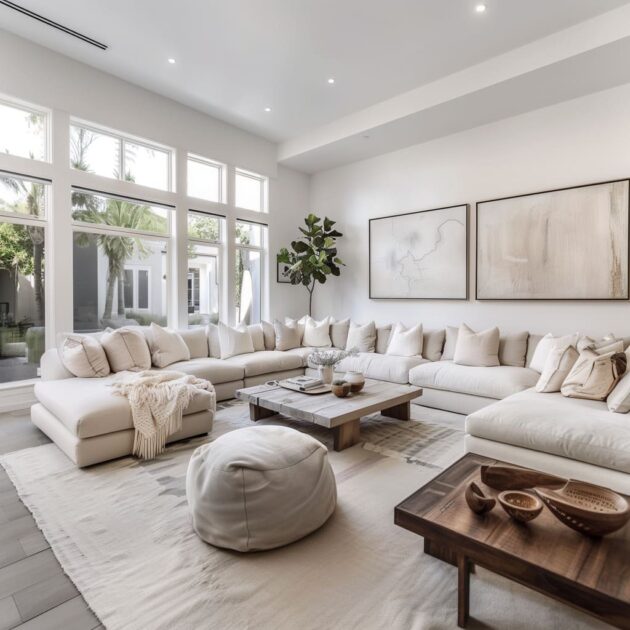 Contemporary White Tones Living Room Interior Design