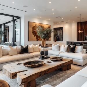 Living rooms with Live-Edge Wood Statement Pieces