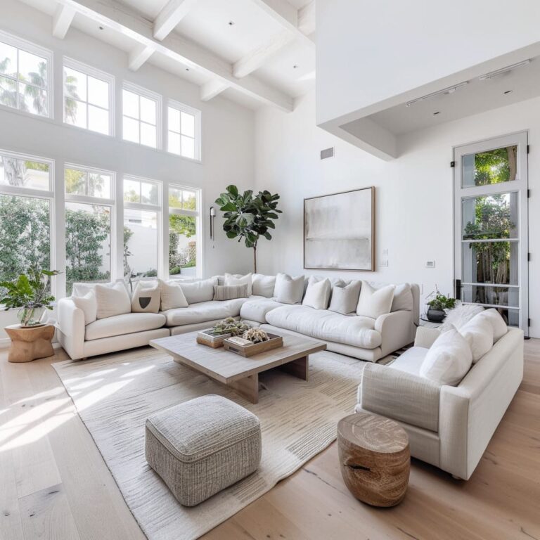 Contemporary White Tones Living Room Interior Design