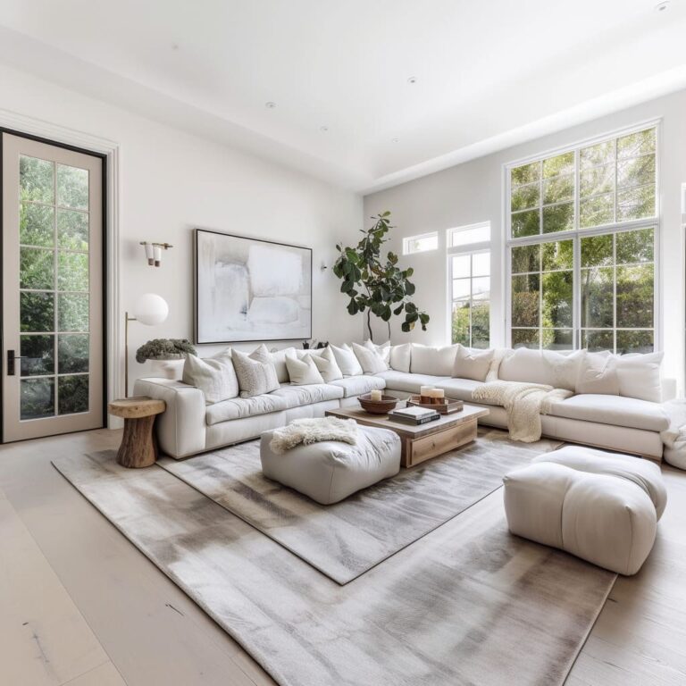 Contemporary White Tones Living Room Interior Design