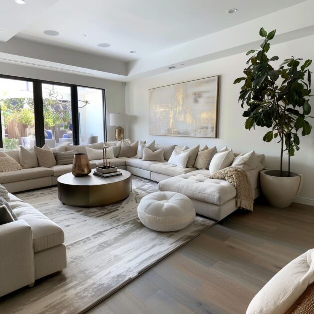 Contemporary White Tones Living Room Interior Design