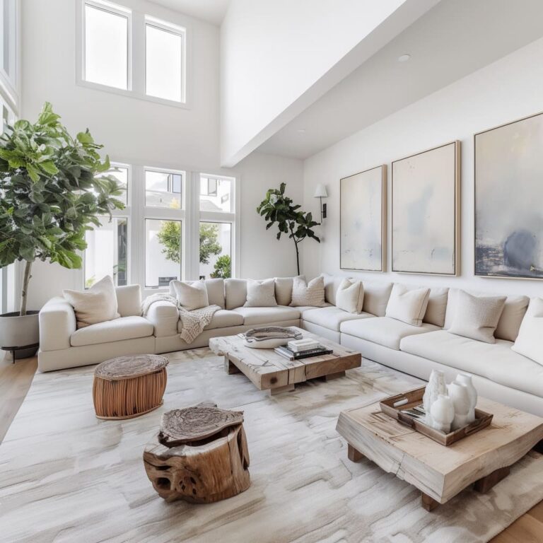 Contemporary White Tones Living Room Interior Design