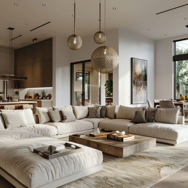 Contemporary White Tones Living Room Interior Design