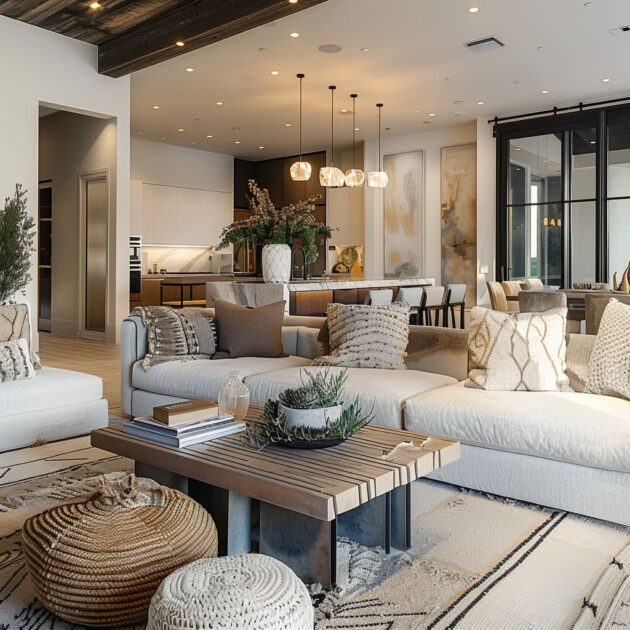Live-Edge Wood and Logs in Living Room Interior Design Ide