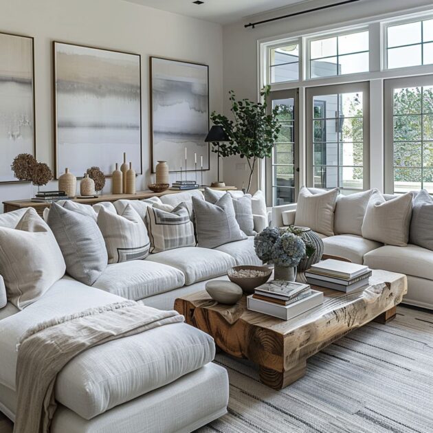 Live-Edge Wood and Logs in Living Room Interior Design Ide