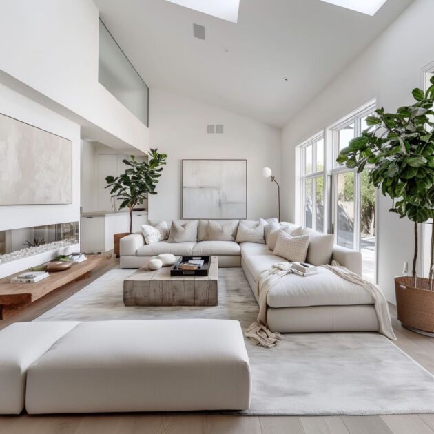 Contemporary White Tones Living Room Interior Design