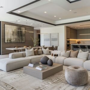 Modern Greige Living Room Interior Design Ideas