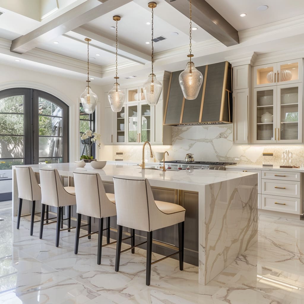 A well-appointed cook’s area with a mix of neutral tones and rich textures