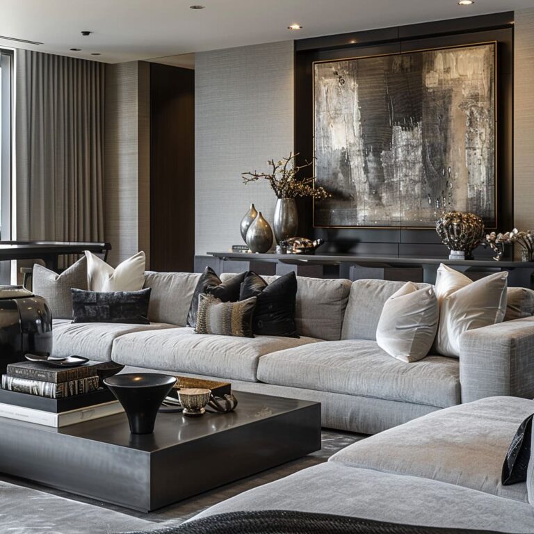 Design Ideas for a Living Room with a Grey Sofa and Decor