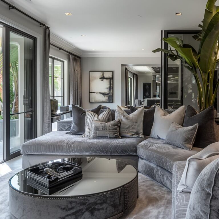 Design Ideas for a Living Room with a Grey Sofa and Decor