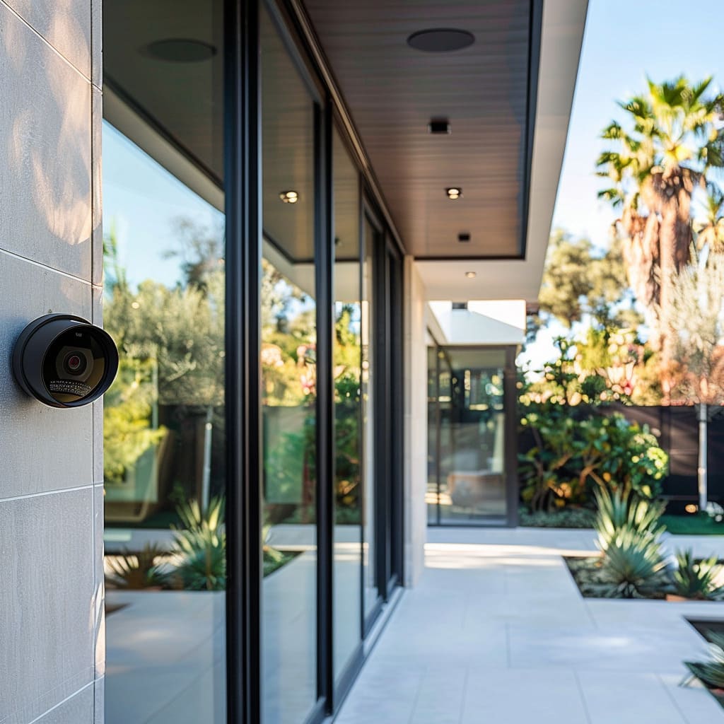 A modern house with an advanced home monitoring system