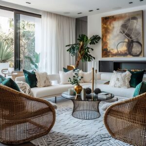 Supremely Stylish Living Room Ideas with Cozy Rattan Furniture and Decor