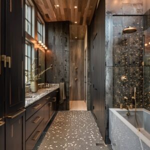 Achieving Luxury and Rustic Charm in Master Bathroom Interior Design: Detailed Decorating Ideas
