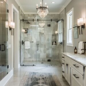 Elegant Master Bathroom Interior Design Ideas in Luxury Transitional Style