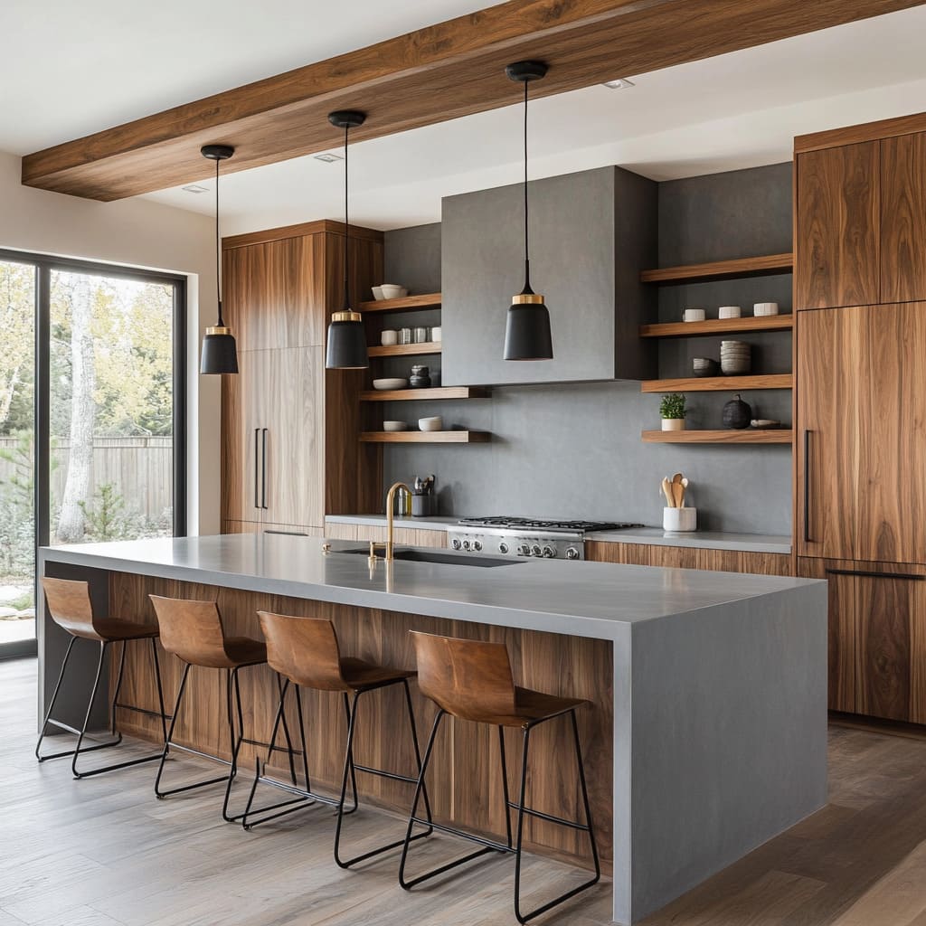 Pastoral cooking area incorporates vintage-style fixtures and wooden accents.jpg