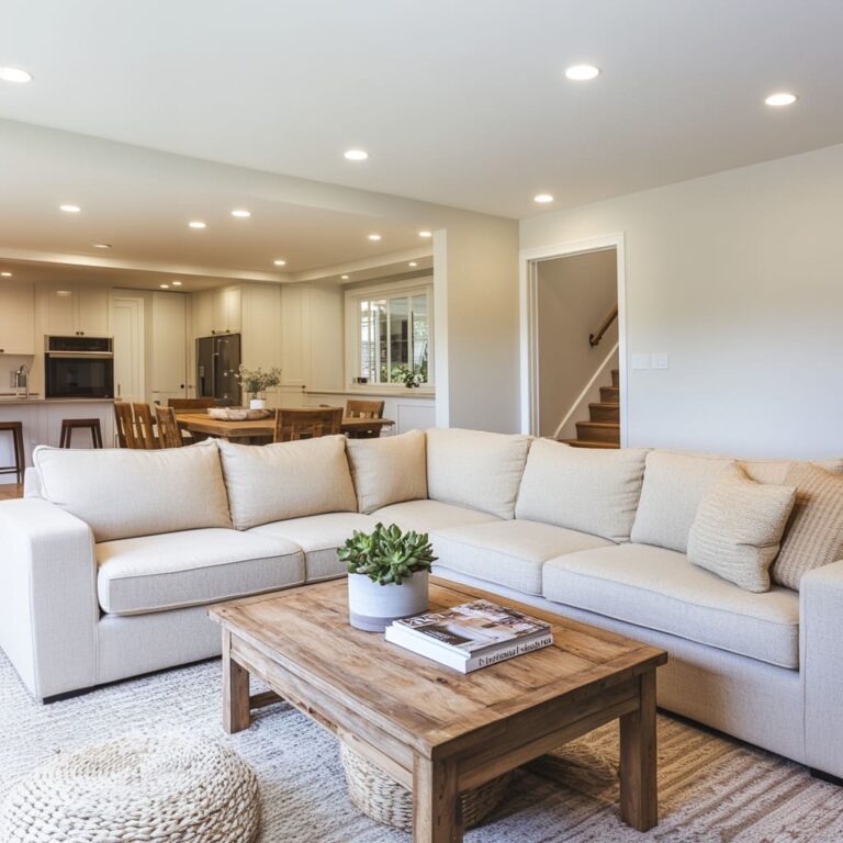 Low-Ceiling Split-Level Living Room Interior Design Ideas
