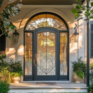 Elegant Entryways: Glass Front Door Designs with Beautiful Floral Motifs