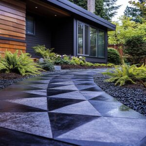 Stylish Pathway Makeover on a Budget: Modern Stamped Concrete Walkway Ideas