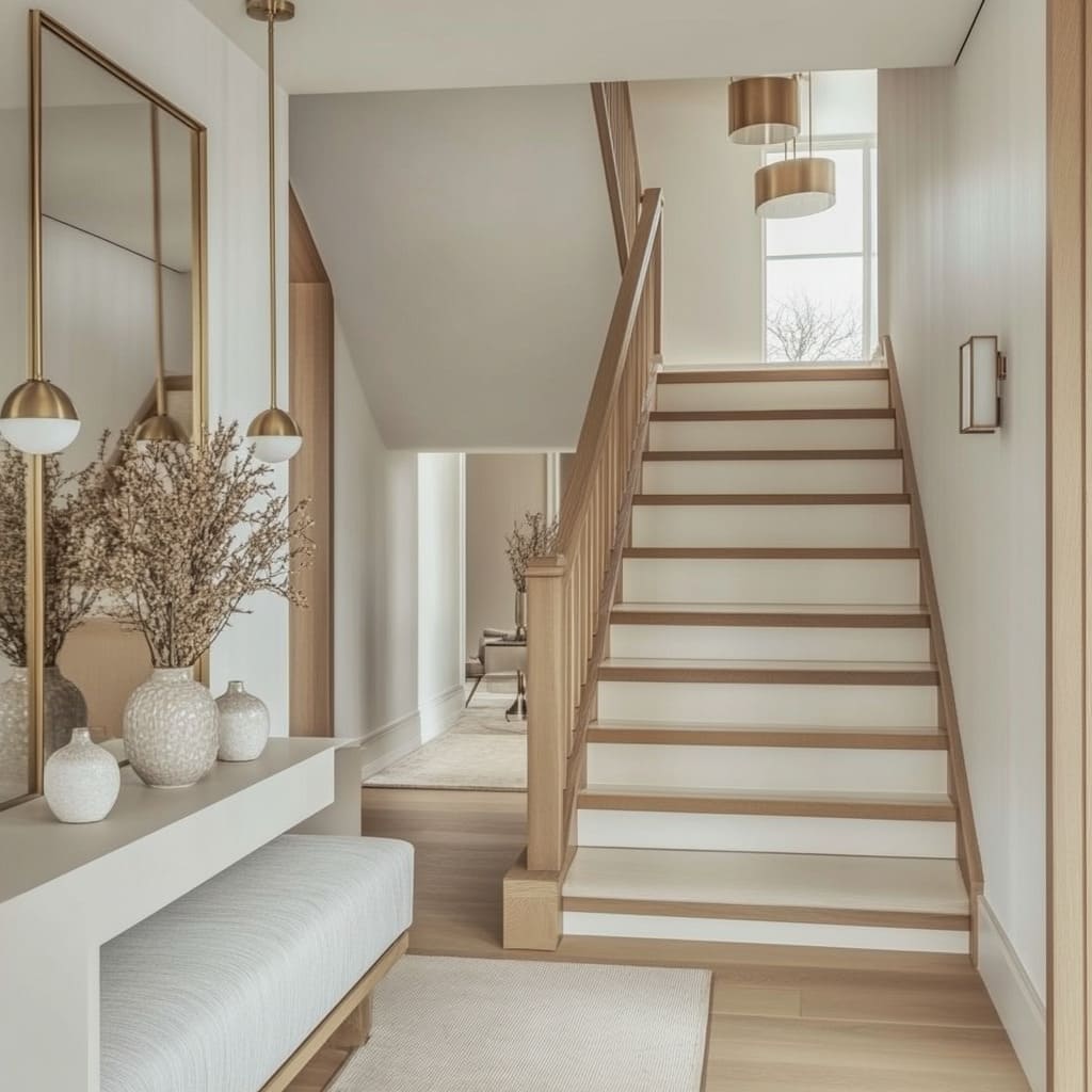 This narrow foyer incorporates subtle textures and a neutral color palette for a charming yet functional design.jpg