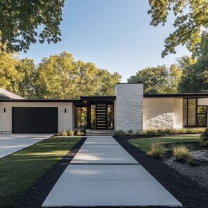 Casas Rancho Modernas en Blanco y Negro con Detalles de Diseño Inteligentes que No Siempre Se Notan