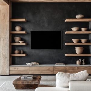 How Interior Designers Create Stylish Black TV Walls That Stand Out