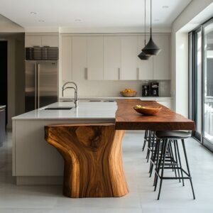 Ideas de Islas de Cocina Bicolor con Trucos de Diseño Inteligentes y Combinaciones de Materiales Frescas