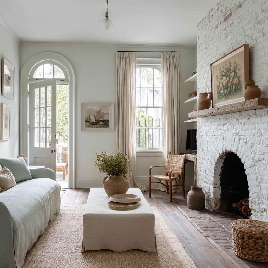 A family room design leans most overtly into a traditional cottagecore expression, but with key decisions that temper the aesthetic into modern A family room design leans most overtly into a traditional cottagecore expression, but with key decisions that temper the aesthetic into modern