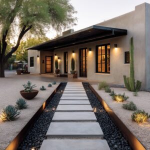 Ideas Modernas para Diseñar Jardines Frontales en el Desierto con Estilo y Efecto Duradero
